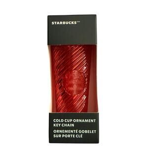 Starbucks 2024 Holiday Siren Logo Twist Stripe Keychain Ornament Red NEW